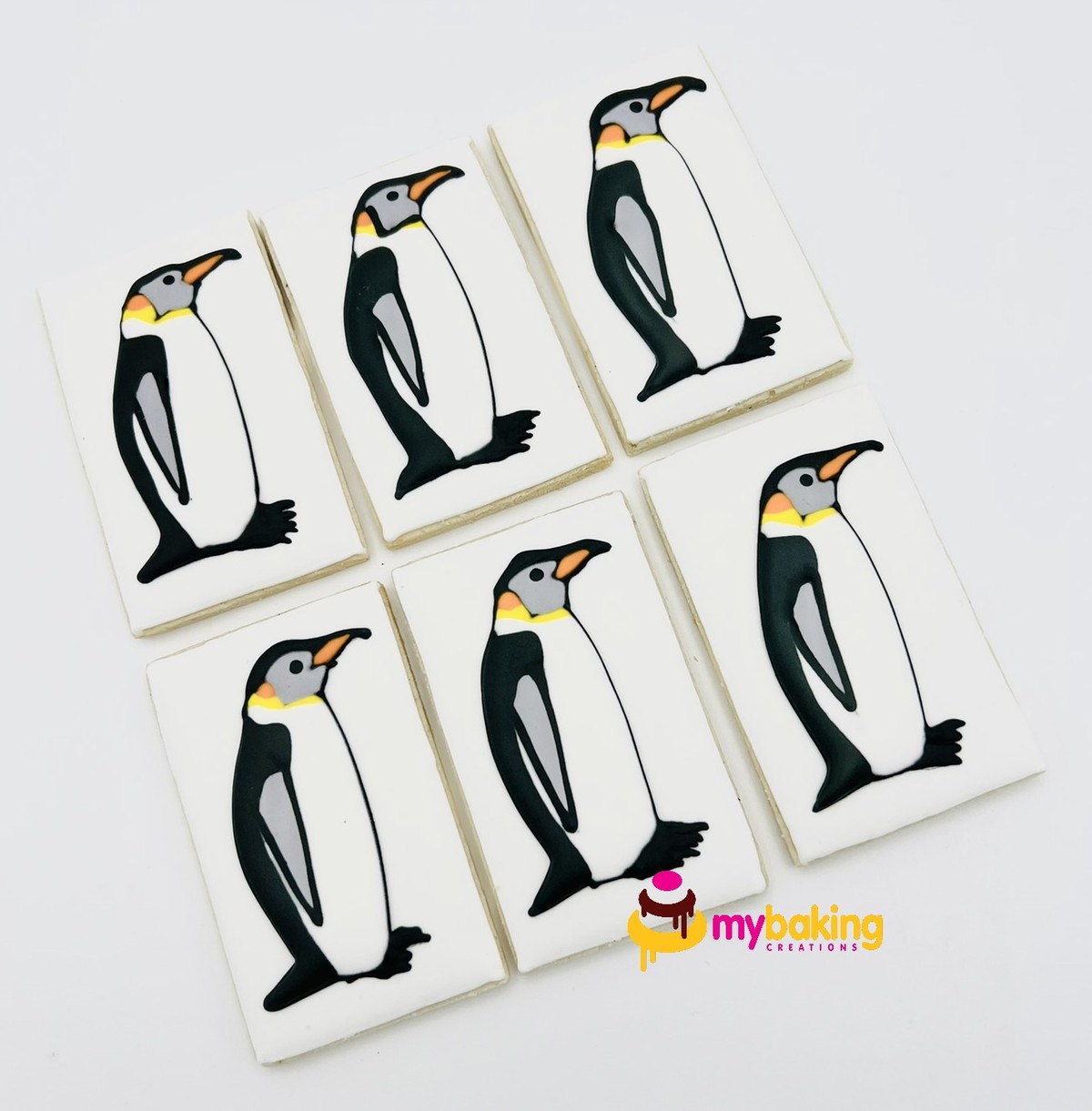 Custom hand-piped penguin cookies San Francisco bakery